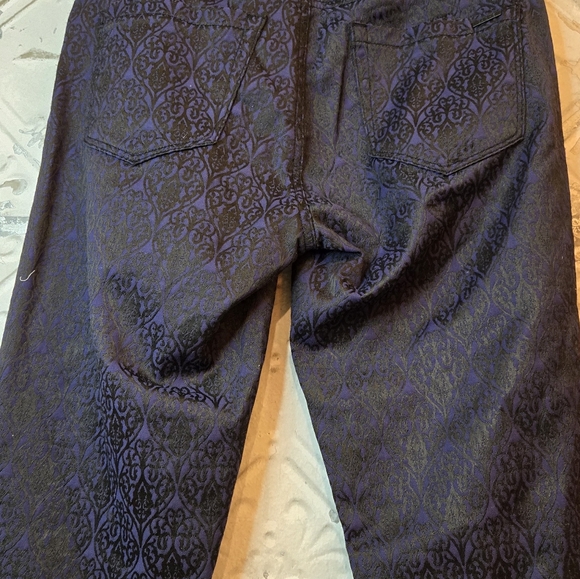 Cache Women's Low Rise Skinny Leg Pants Blue/Black Floral Jacquard Design Size 2 - Picture 5 of 11